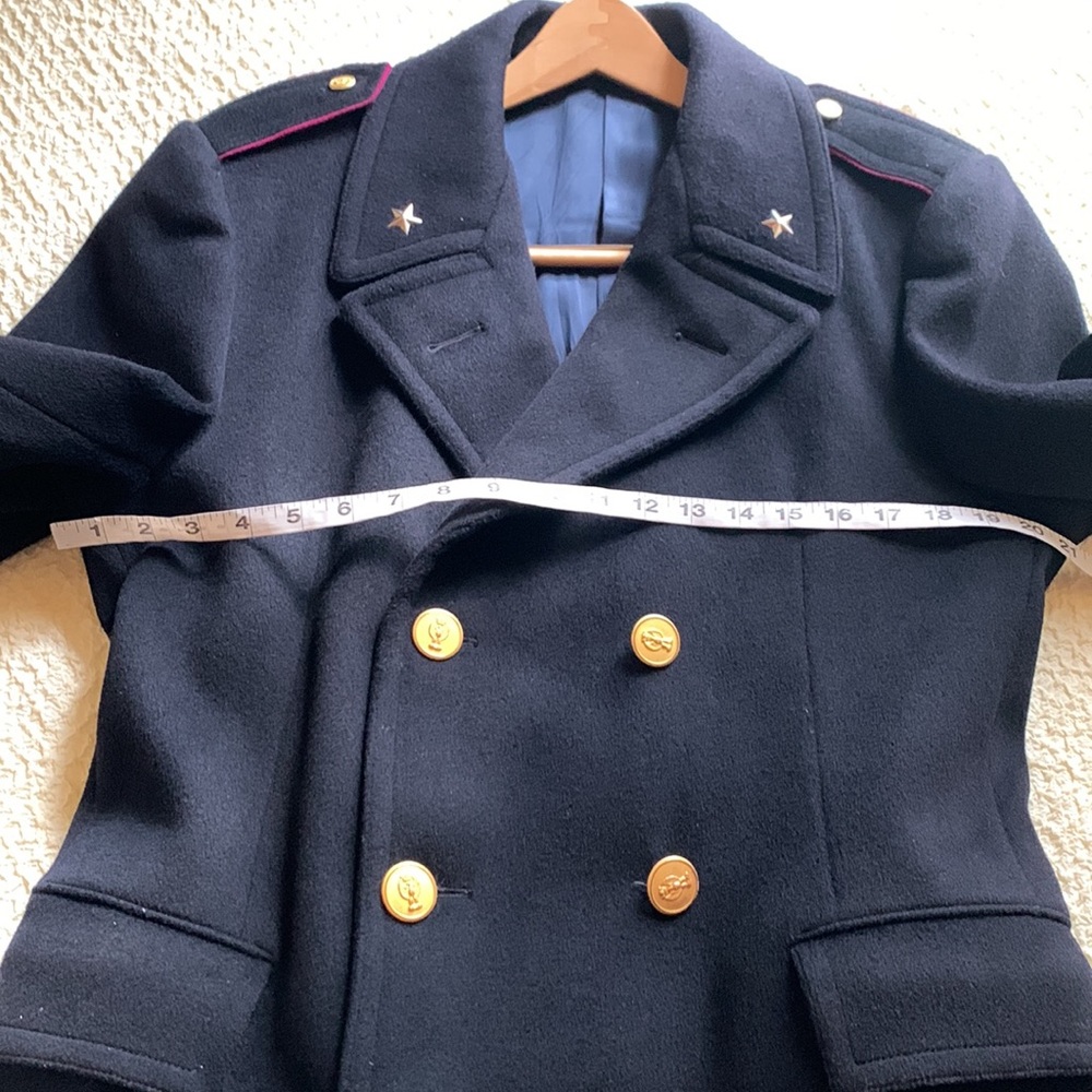 Vintage Navy Military Double Breasted Wool Coat - Picture 11 of 17